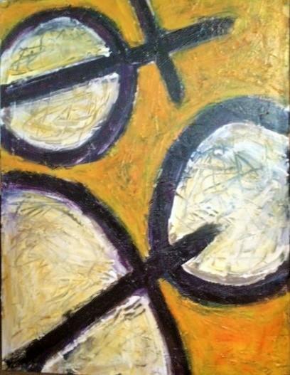 ABSTRACT IN YELLOW AND WHITE - SOLD